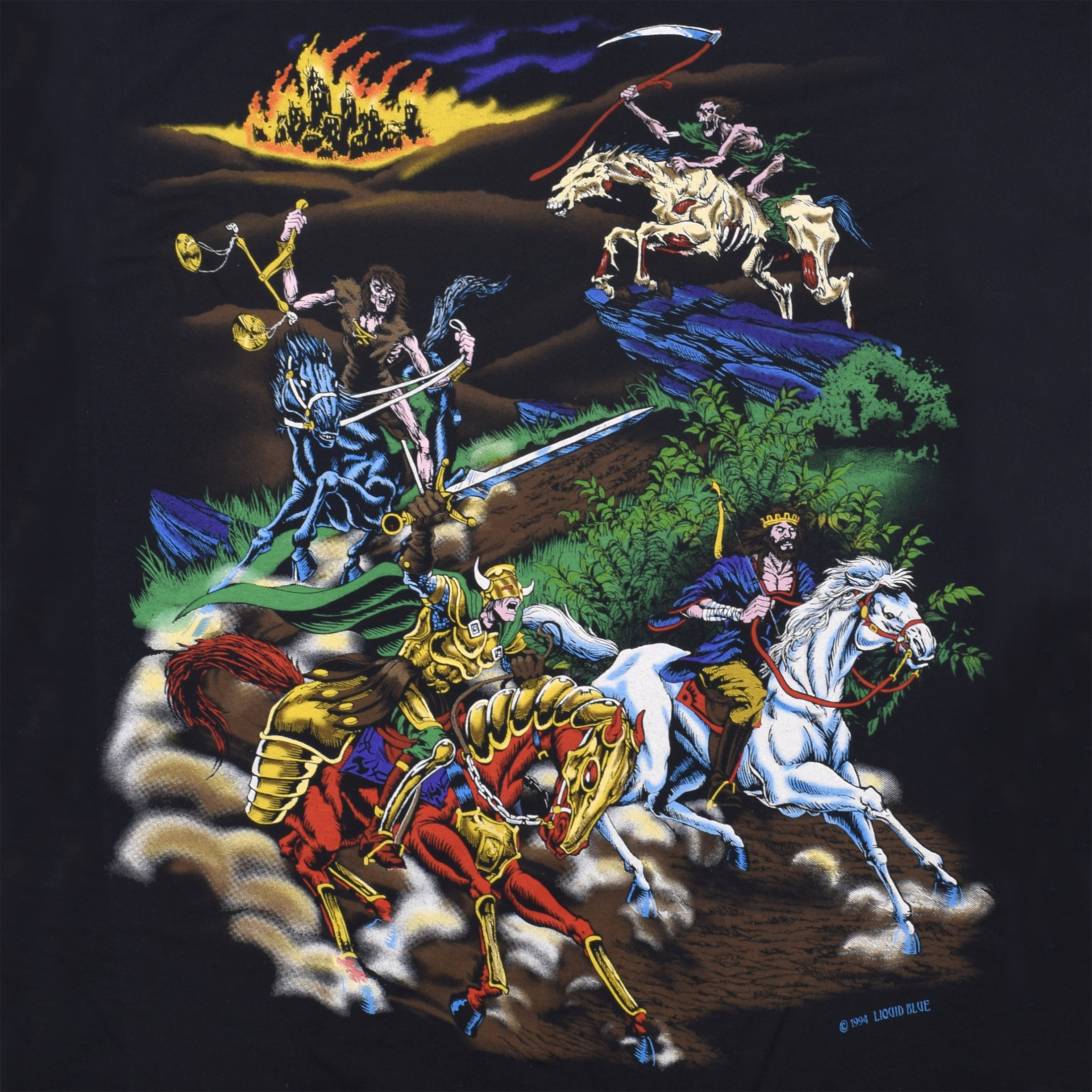 Dark Fantasy Four Horsemen Black T-Shirt Tee Liquid Blue