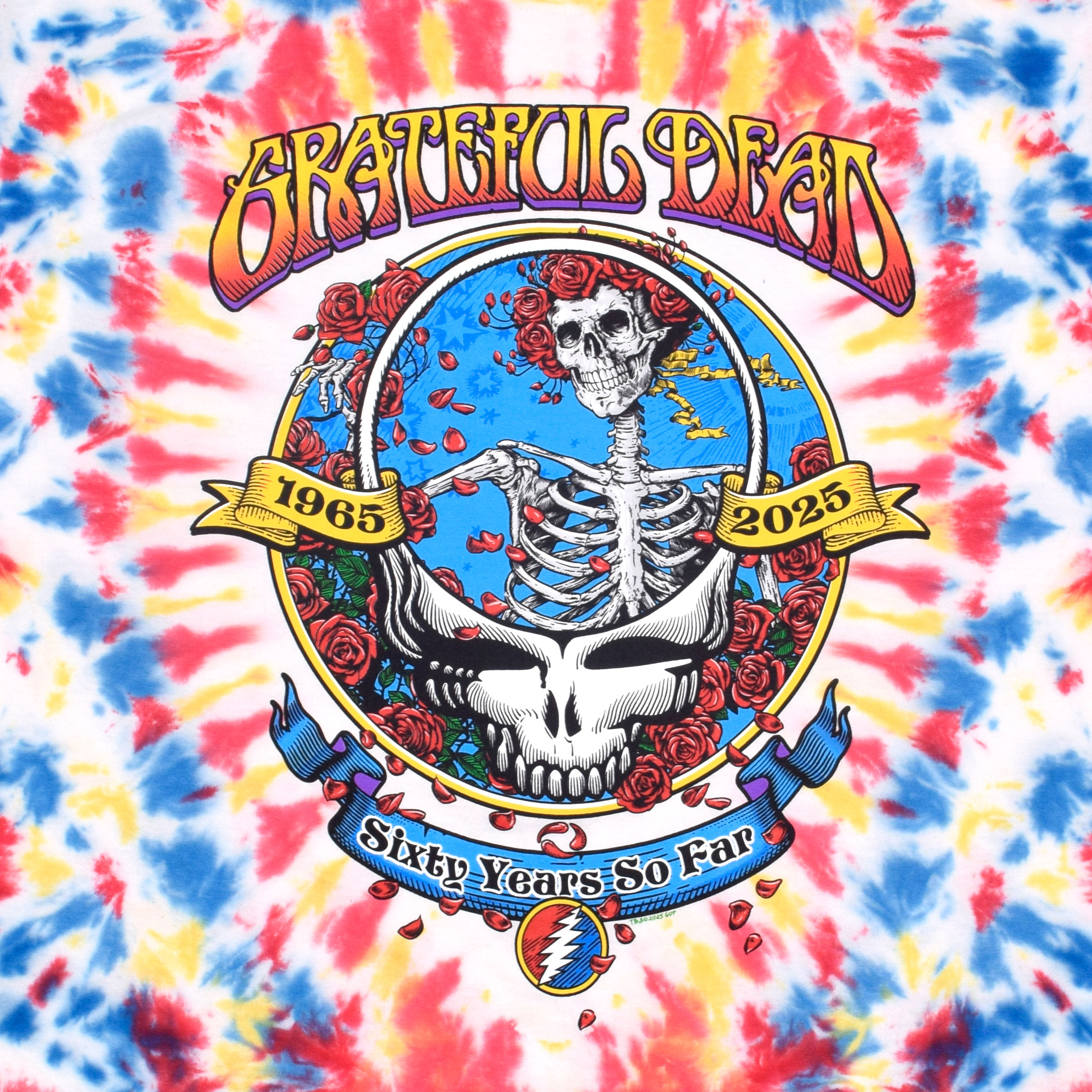 Grateful Dead 60th Anniversary Tie-Dye T-Shirt Tee Liquid Blue