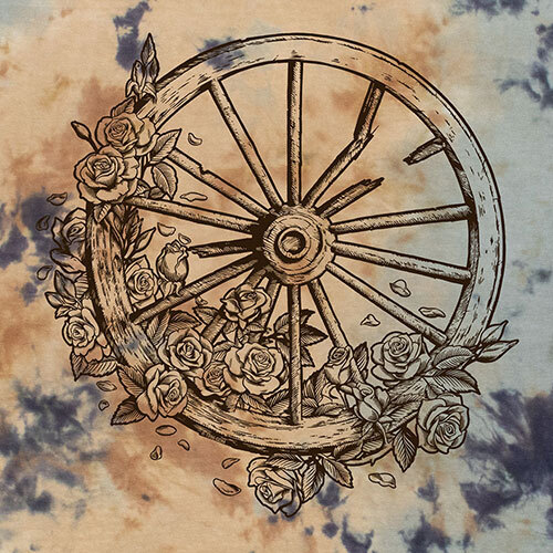 GRATEFUL DEAD WHEEL & ROSES LINE ART