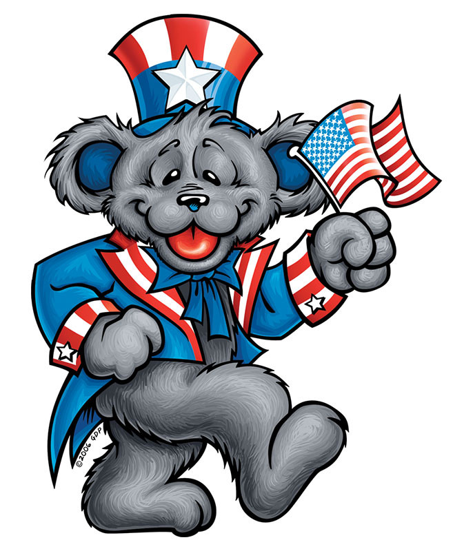 Grateful Dead Patriot Bear Sticker Liquid Blue