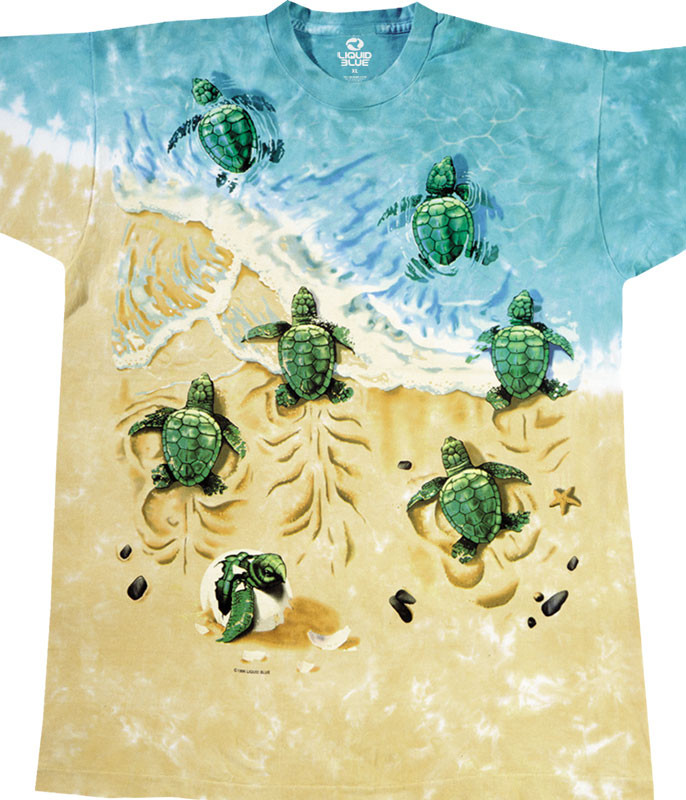 Liquid Blue Sea Turtles Tie-Dye T-Shirt - 3XL