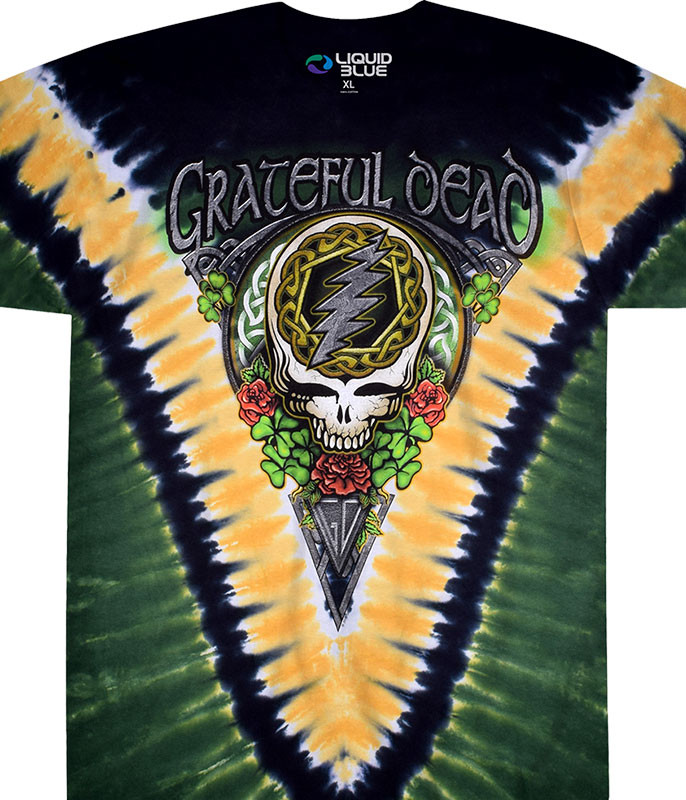 Grateful Dead GD Shamrock V Tie-Dye T-Shirt Tee Liquid Blue