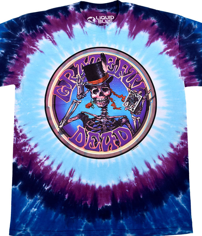 Grateful Dead Queen Of Spades Tie-Dye T-Shirt Tee Liquid Blue