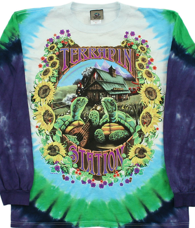 Grateful Dead Terrapin Station Tie-Dye Long Sleeve T-Shirt Tee Liquid Blue