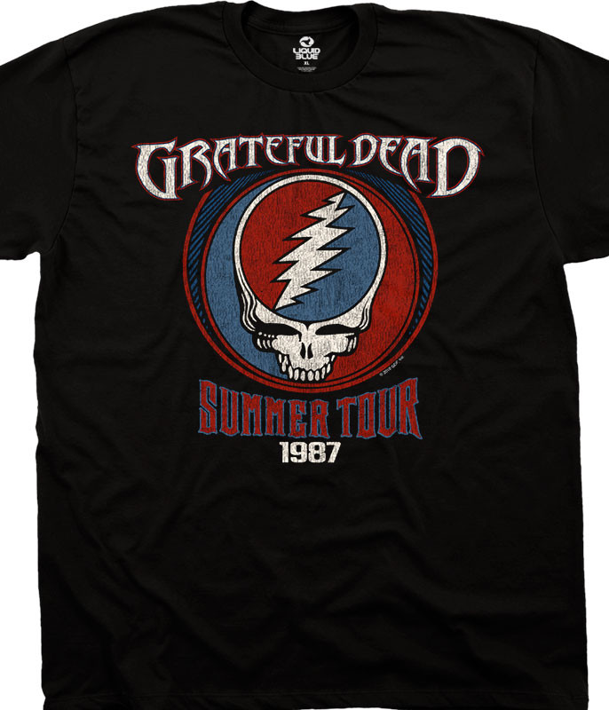 Grateful Dead Summer 87 Black T-Shirt Tee Liquid Blue