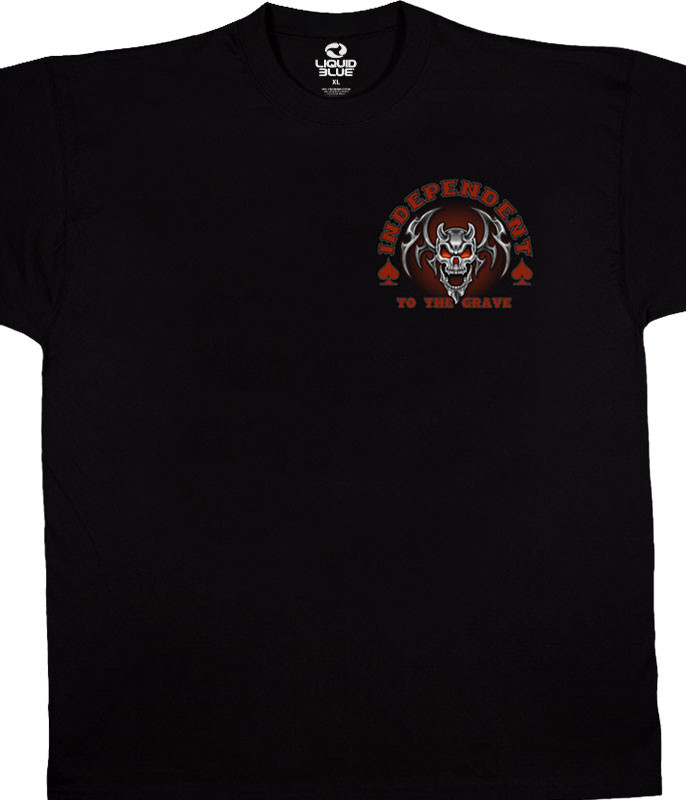 Biker Heaven & Hell Black T-Shirt Tee Liquid Blue