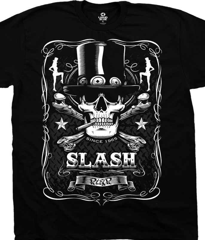 Slash Bottle Of Slash Black Athletic T-Shirt Tee Liquid Blue