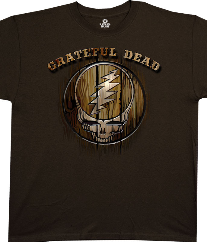 Grateful Dead Dead Brand Brown Athletic T-Shirt Tee Liquid Blue