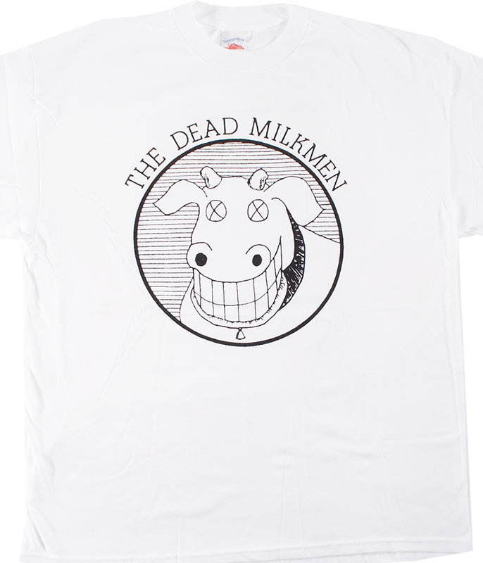 THE DEAD MILKMEN Tシャツ Dead Milkmen Cow Logo White T-Shirt Tee Liquid Blue
