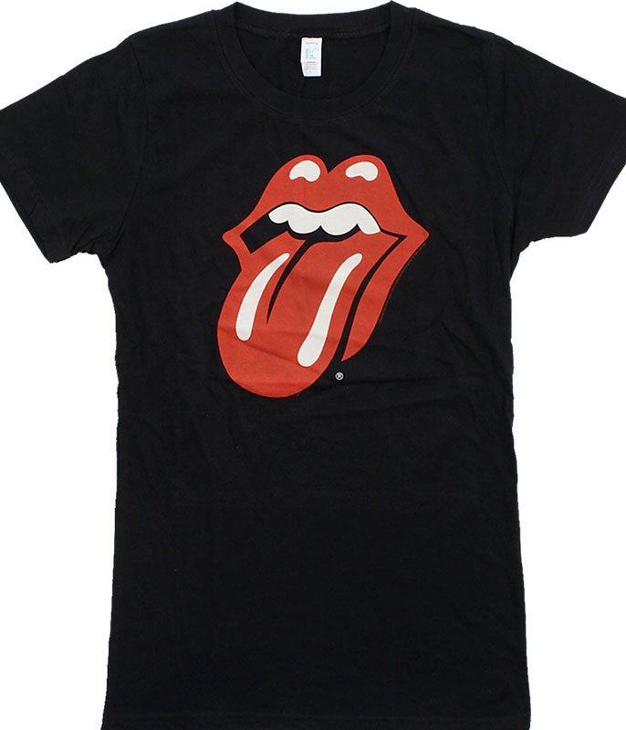 Rolling Stones Classic Tongue Black Juniors Long Length T-Shirt Tee