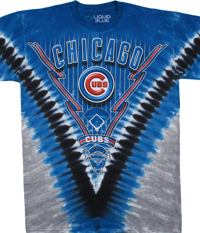 MLB Chicago Cubs V Tie-Dye T-Shirt Tee Liquid Blue