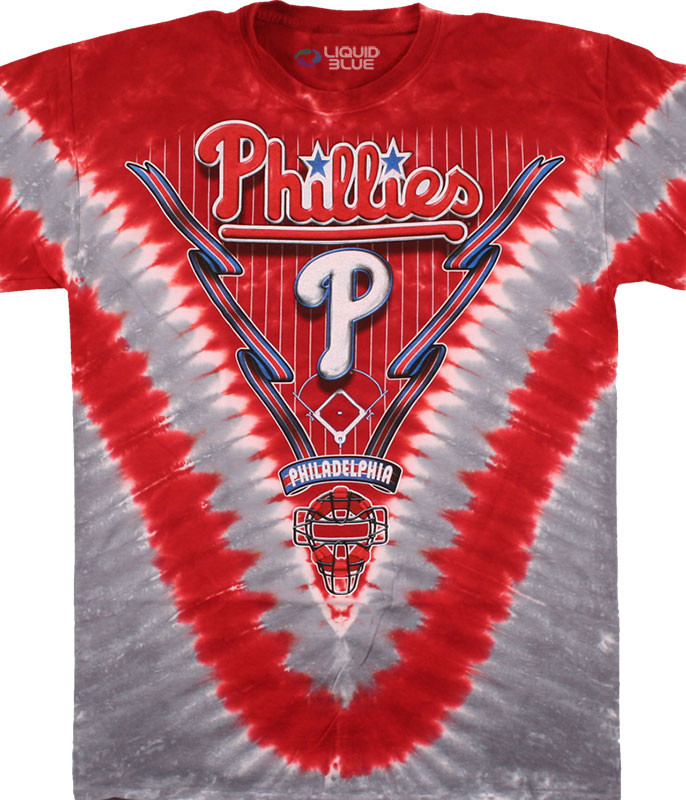 MLB Philadelphia Phillies V Tie-Dye T-Shirt Tee Liquid Blue
