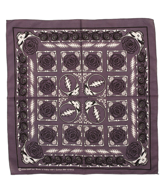 Grateful Dead GD Rose Grey Bandana