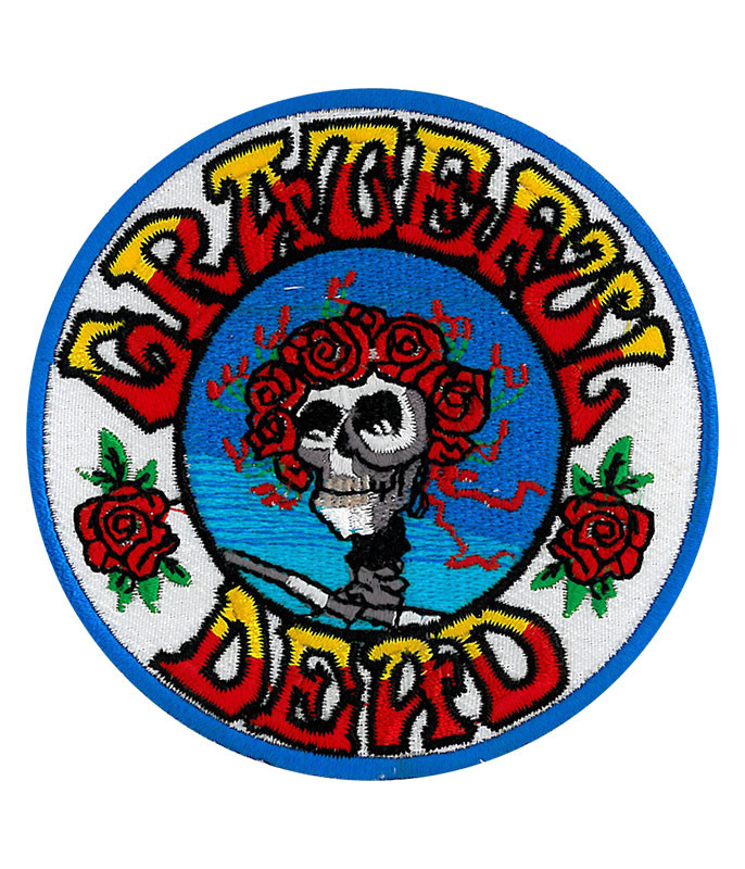 Grateful Dead GD Skull And Roses Patch Liquid Blue