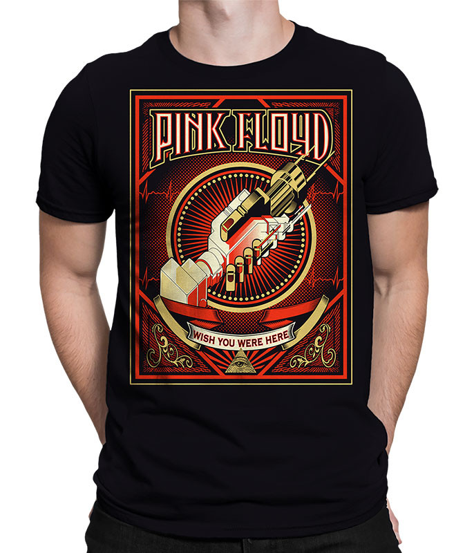 Pink Floyd Wish You Were Here Black T-Shirt Tee Liquid Blue