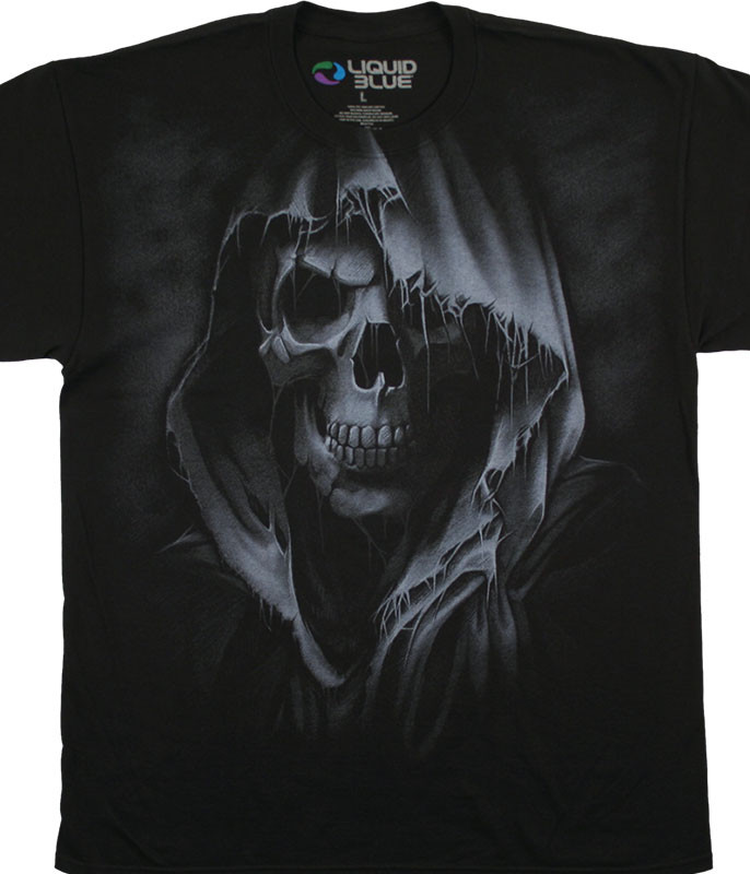 Dark Fantasy The Reaper Black T-Shirt Tee Liquid Blue