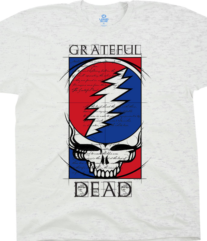 Grateful Dead Steal Your Blueprint Ash T-Shirt Tee Liquid Blue