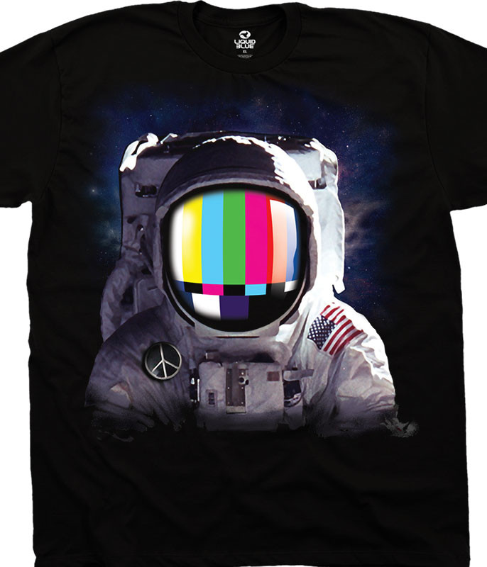 Americana Space Station Black T-Shirt Tee Liquid Blue