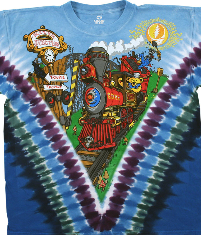 Grateful Dead Casey Jones Tie-Dye T-Shirt Tee Liquid Blue