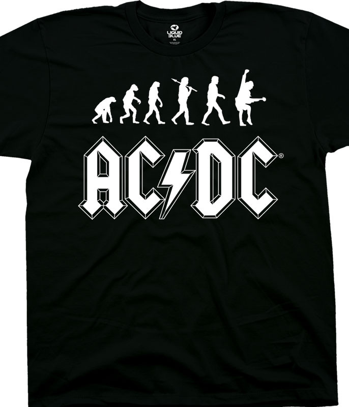 AC/DC Rock Evolution Black T-Shirt Tee Liquid Blue