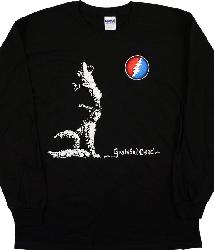Grateful Dead Wolf Moon Black Long Sleeve T-Shirt Tee Liquid Blue