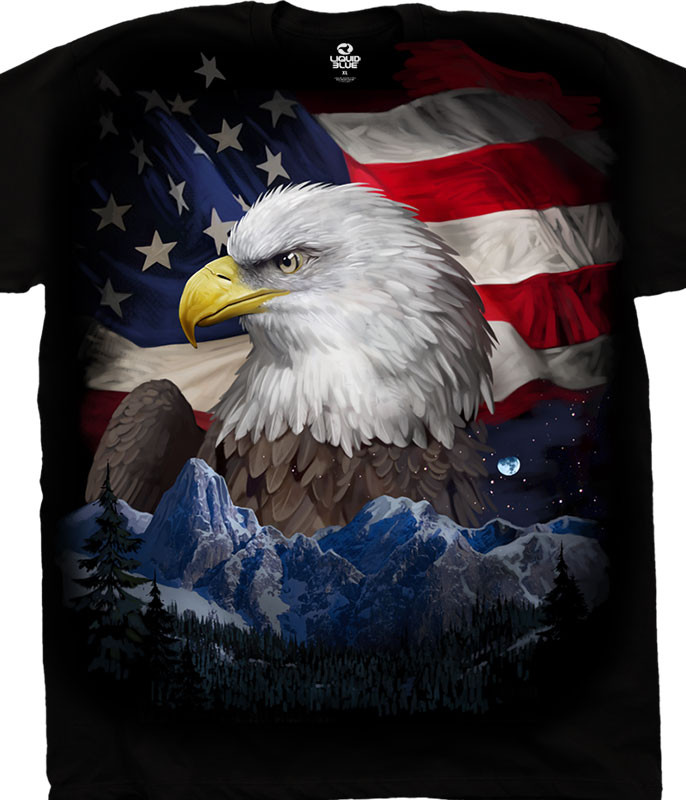 Americana Freedom Flyer Black T-Shirt Tee Liquid Blue