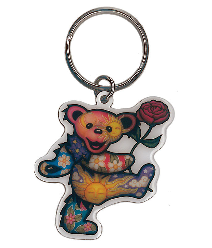 Grateful Dead Rose Bear Keychain Liquid Blue