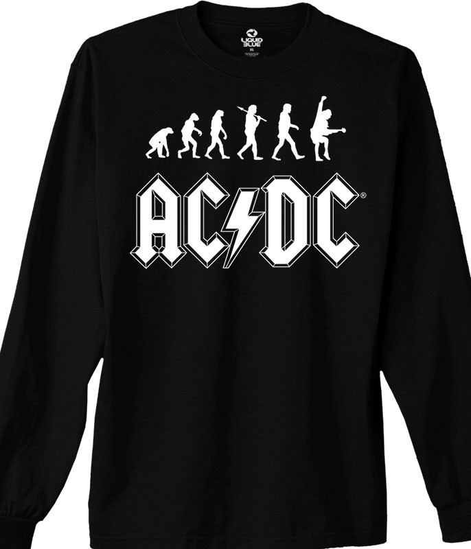 AC/DC Rock Evolution Black Long Sleeve T-Shirt Tee Liquid Blue