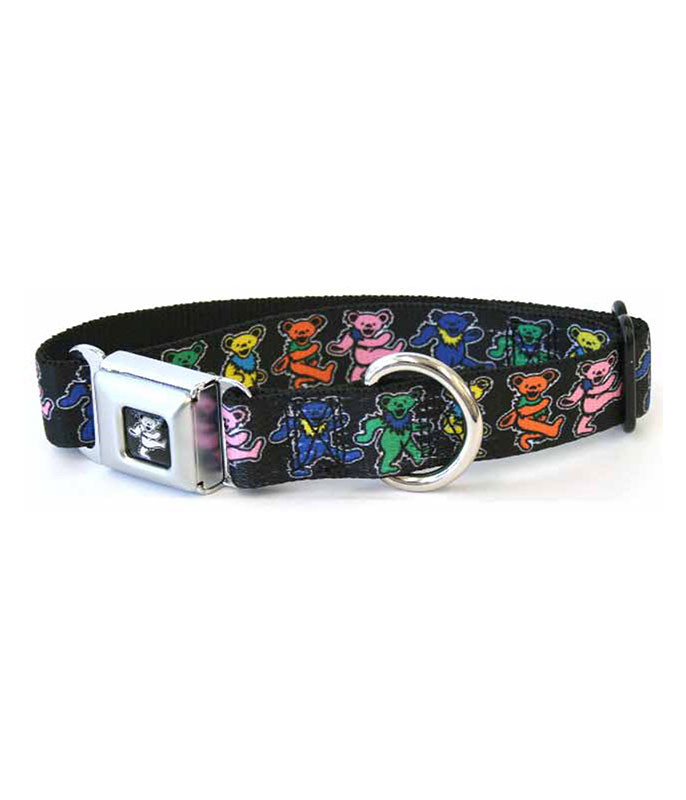 Grateful Dead Dancing Bear Dog Collar LG Black