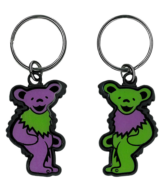 Grateful Dead Green and Purple Bear Keychain Liquid Blue