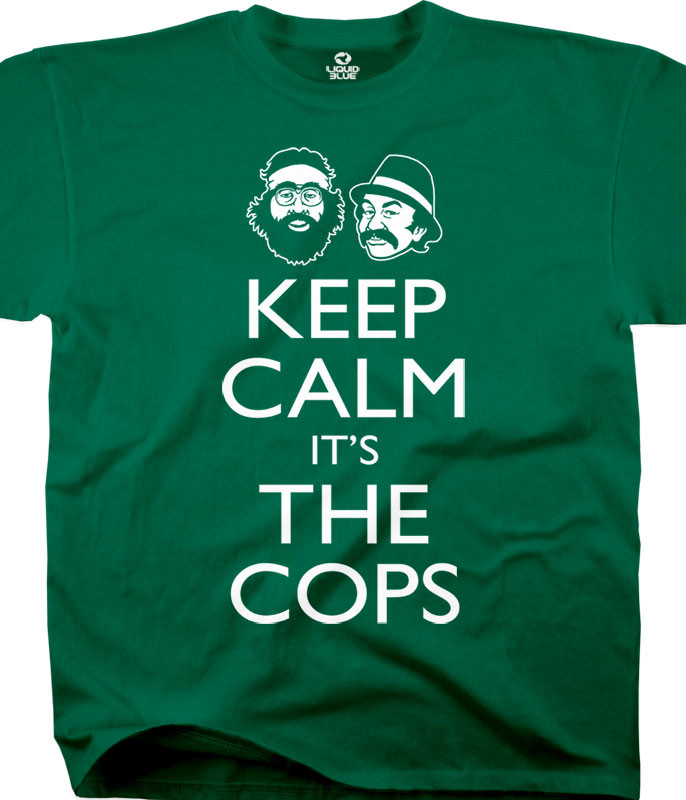 Cheech and Chong Keep Calm Green T-Shirt Tee Liquid Blue