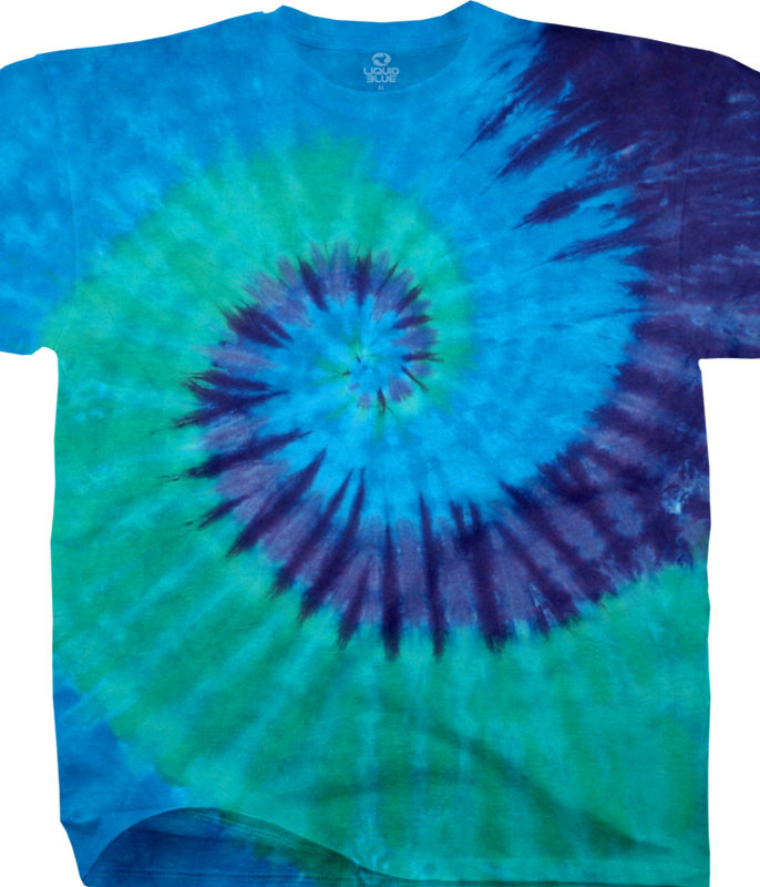 Cool Spiral Youth Unprinted Tie-Dye T-Shirt Tee Liquid Blue