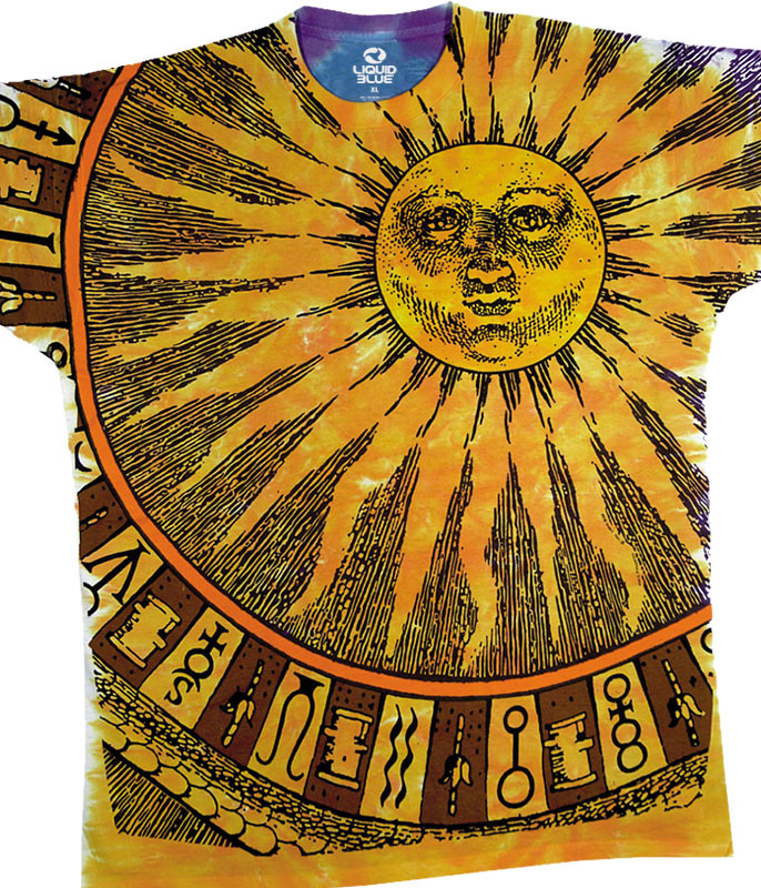 Space Sun Moon Tie-Dye T-Shirt Tee Liquid Blue