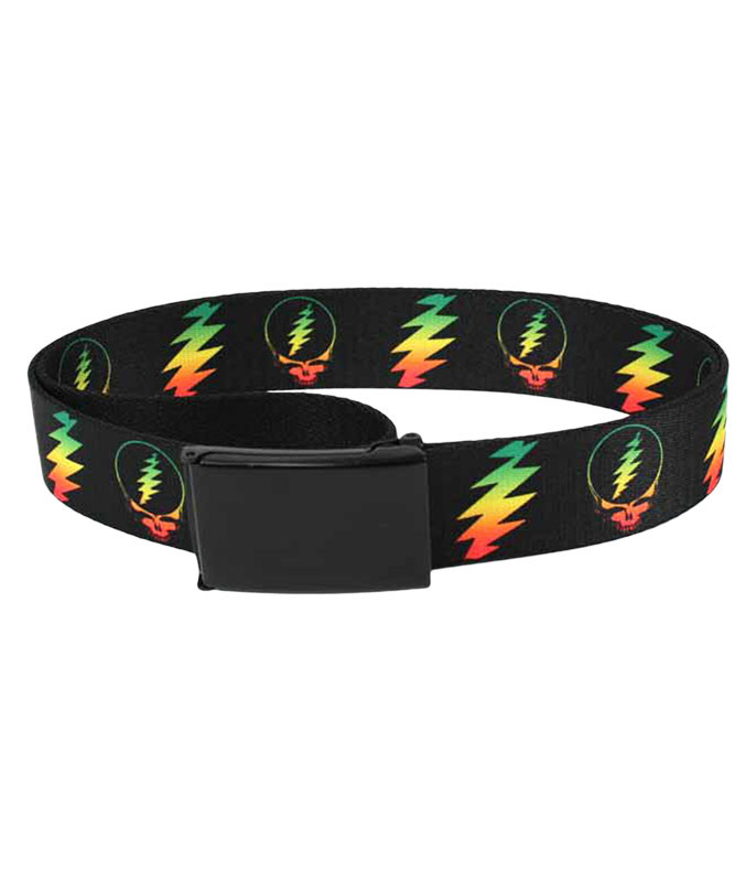 Grateful Dead Rasta SYF Bolt Adjustable Web Belt Black