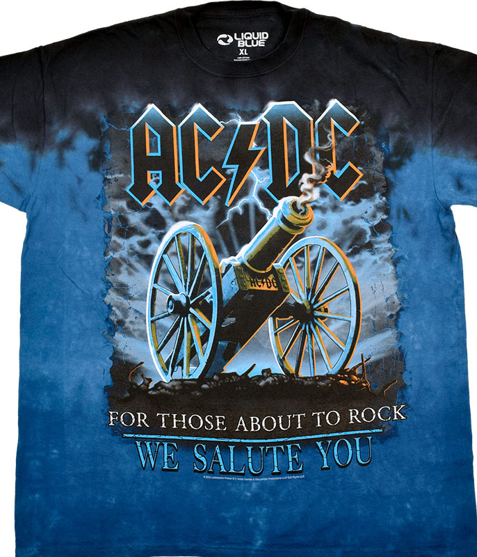 LIQUID BLUE AC/DC /プリントtシャツ/ネイビー/バンt AC/DC 21 Gun Salute Tie-Dye T-Shirt Tee Liquid Blue