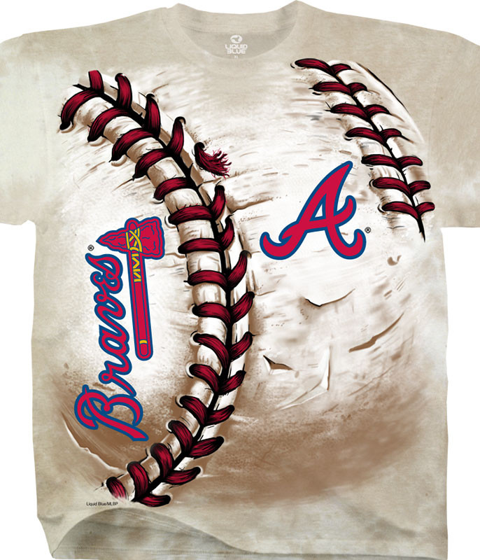 Atlanta Braves Baseball Tie Tee Shirt Women's XS / Navy Blue