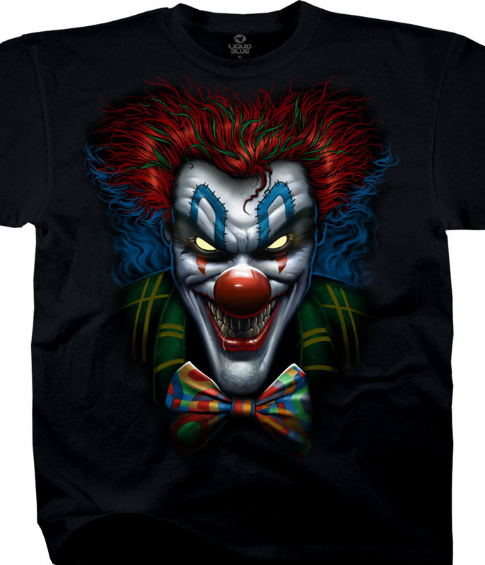 Dark Fantasy Bow Tie Clown Black T-Shirt Tee Liquid Blue