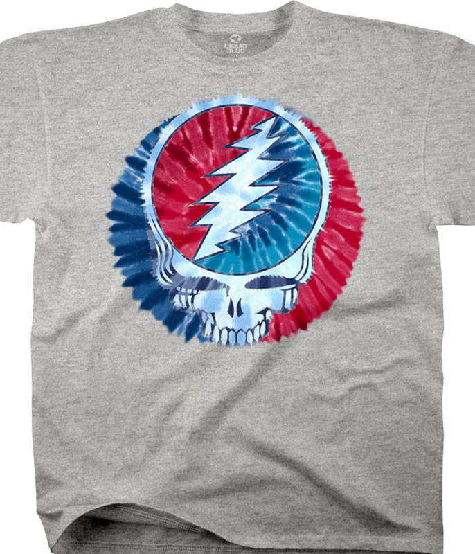 Grateful Dead Steal Your Dye Heather Cotton Viscose T-Shirt Tee Tee Liquid Blue