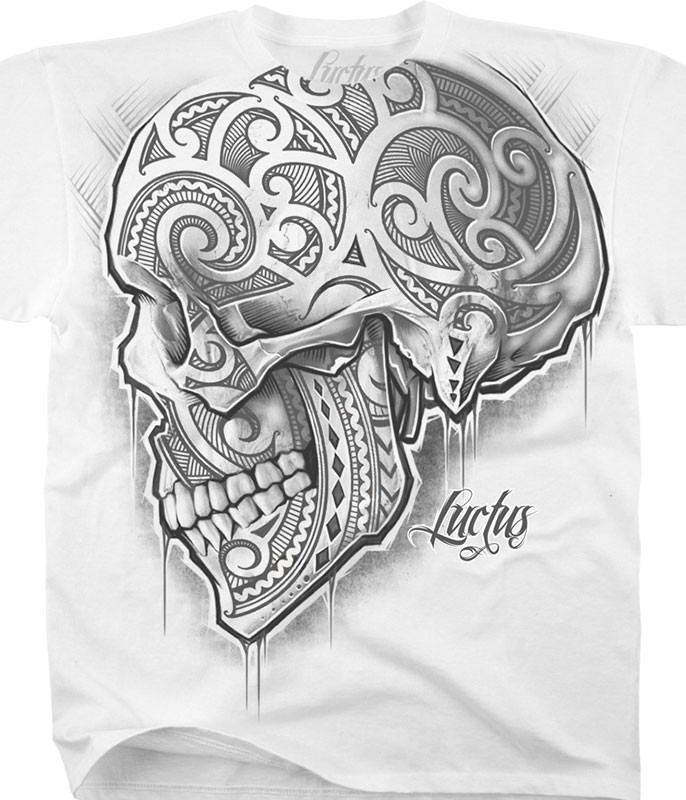 Luctus Skull de Luctus White T-Shirt Tee Liquid Blue