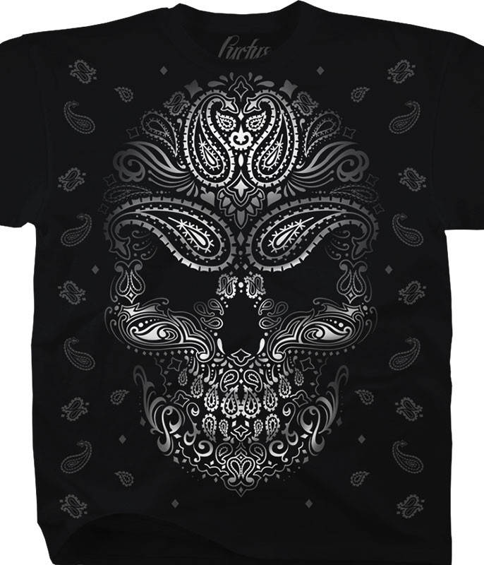 Luctus Bandana Skull Black T-Shirt Tee Liquid Blue