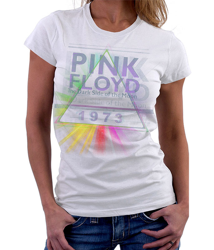 Pink Floyd Dark Side Mist White Womens Long Length T-Shirt Tee Liquid Blue