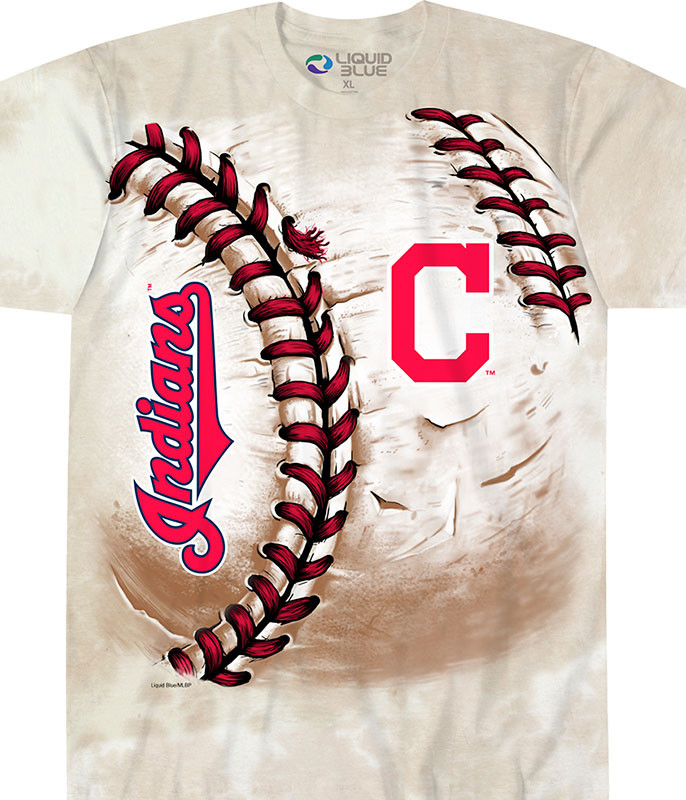 MLB Cleveland Indians Hardball Tie-Dye T-Shirt Tee Liquid Blue