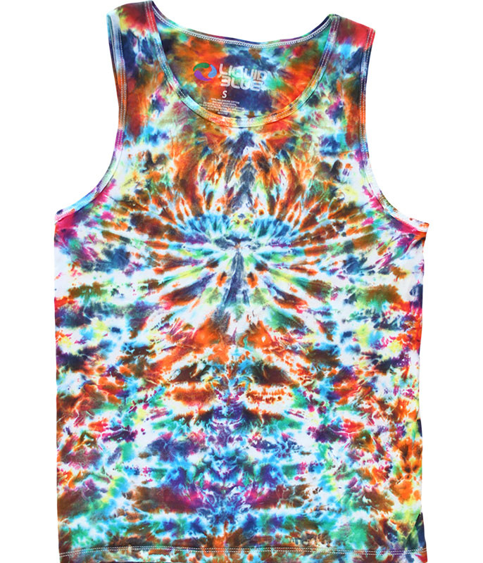 Crazy Krinkle Unprinted Tie-Dye Tank Top T-Shirt Tee Liquid Blue