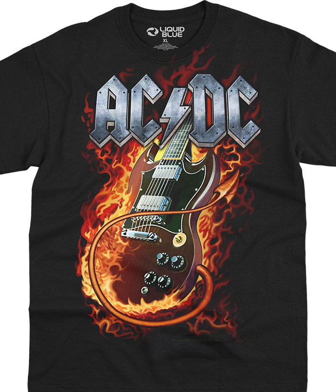 AC/DC Thunderstruck Black T-Shirt Tee Liquid Blue