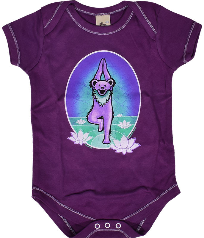 Grateful Dead GD Yoga Bear Purple Onesie