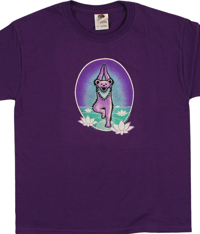 Grateful Dead GD Yoga Bear Youth Purple T-Shirt Tee