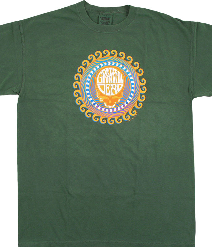 Grateful Dead GD Orange Sunshine SYF Green T-Shirt Tee Liquid Blue