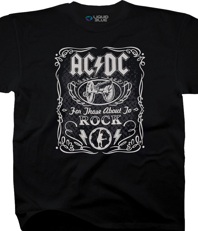 AC/DC Label Black T-Shirt Tee Liquid Blue