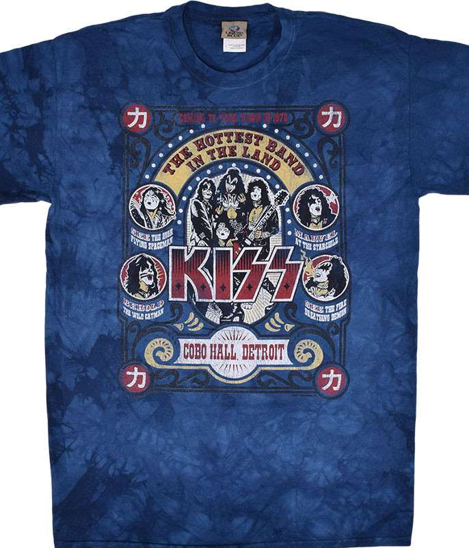 KISS Cobo Hall Tie-Dye T-Shirt Tee Liquid Blue