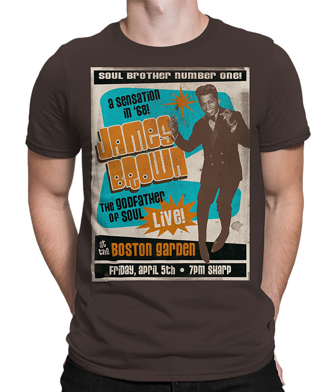 James Brown Soul Brother No. 1 Brown Athletic T-Shirt Tee Liquid Blue